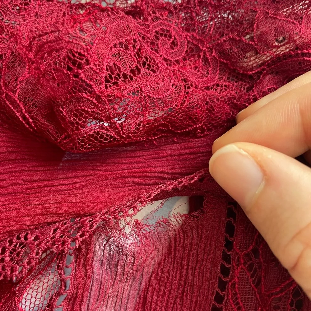 Alice + Olivia Burgundy Lace Blouse - Picture 6 of 7